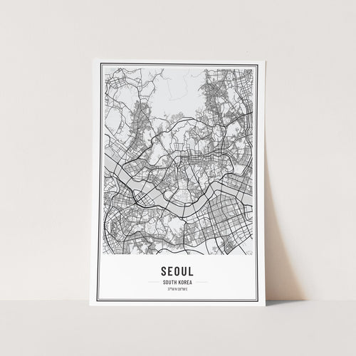 Seoul Greyscale Map Art Print