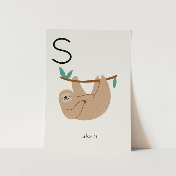 S for Sloth Alphabet Art Print