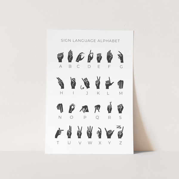 Sign Language Alphabet  Art Print