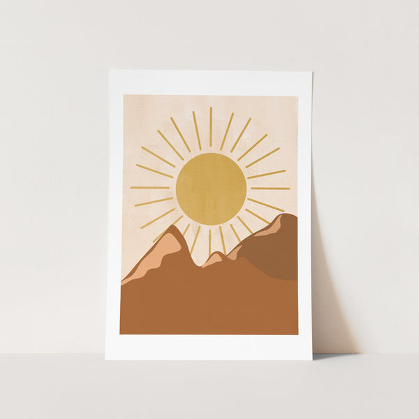wall art of abstract boho sunrise and desert scene