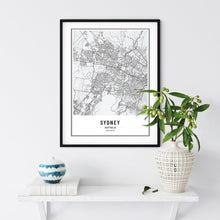 Load image into Gallery viewer, Sydney Greyscale Map Art Print