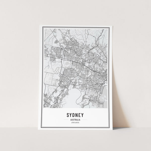 Sydney Greyscale Map Art Print