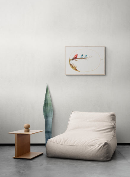 Three brightly colored birds by Joris Hoefnagel Art Print