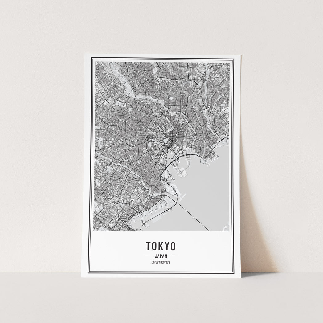 Tokyo Greyscale Map Art Print