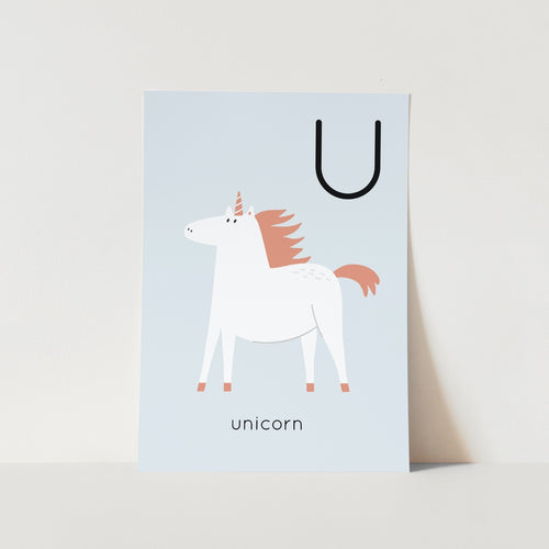 U for Unicorn Alphabet Art Print