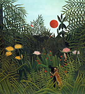 Virgin Forest with Sunset Henri Rousseau Art Print