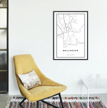 Load image into Gallery viewer, framed black wellington map print