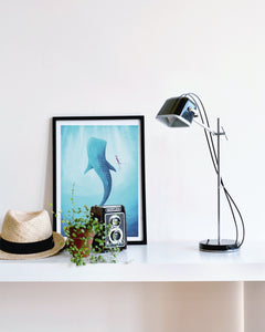 Whale Shark Art Poster framed black