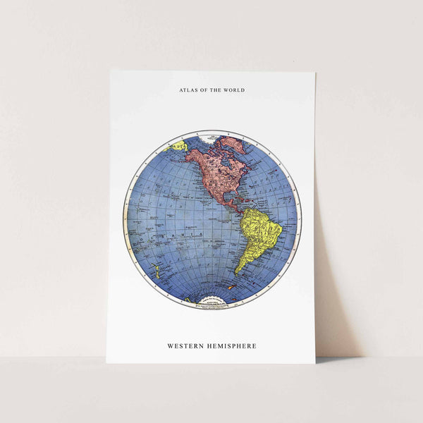 Western Hemisphere Map Art Print