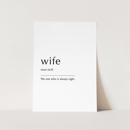 Wife Noun Art Print
