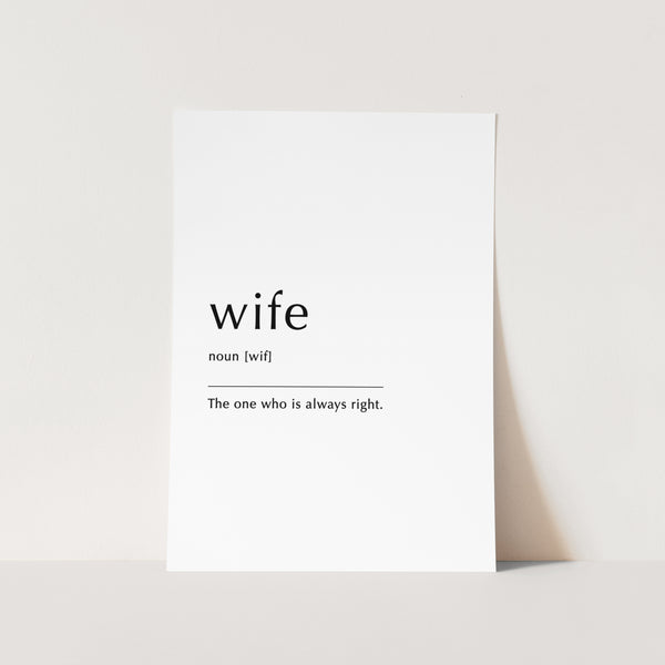 Wife Noun Art Print