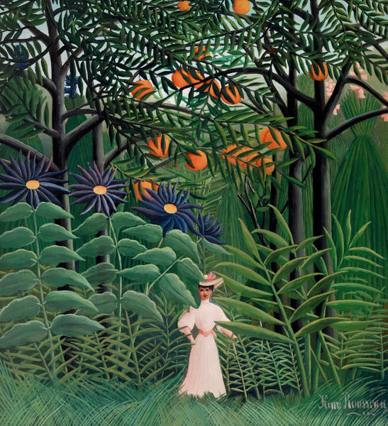 Woman Walking in an Exotic Forest Henri Rousseau Art Print