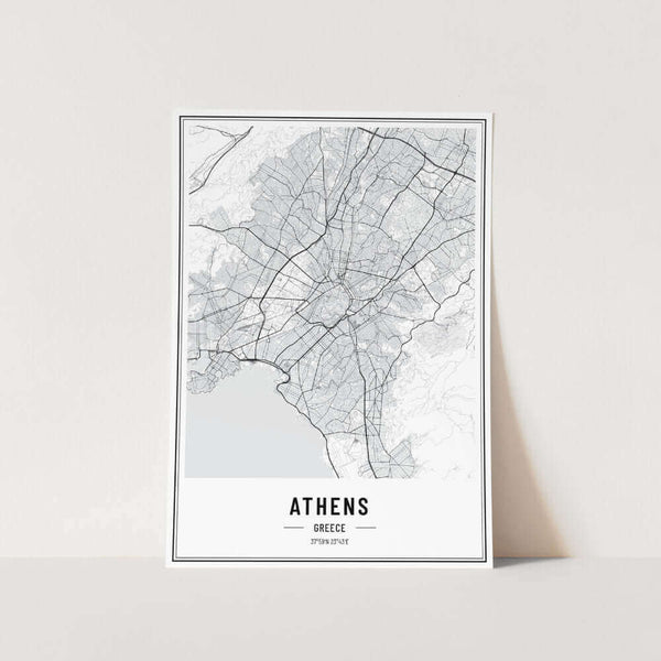 Athens Greece Map Art Print