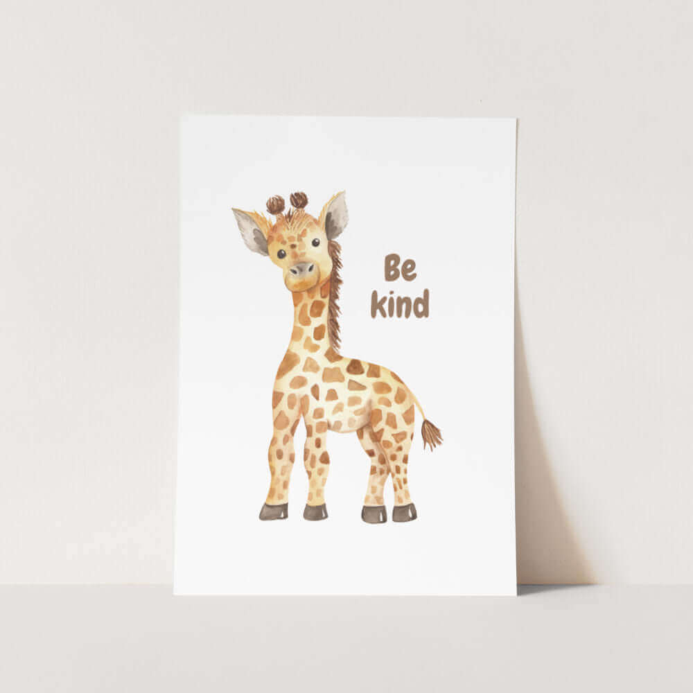 Baby Giraffe Be Kind Art Print