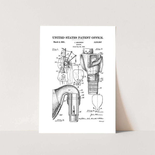 Bagpipe Patent Art Print