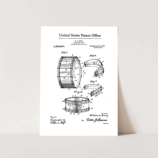 Barry Collapsable Drum Patent Art Print