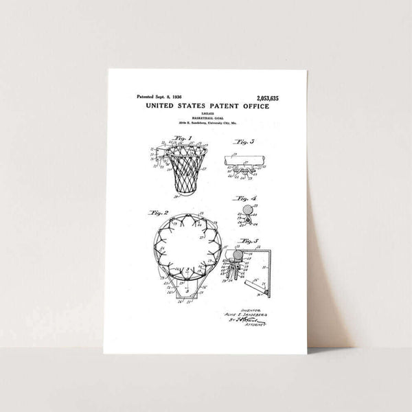 Basketball Hoop Patent Art Print
