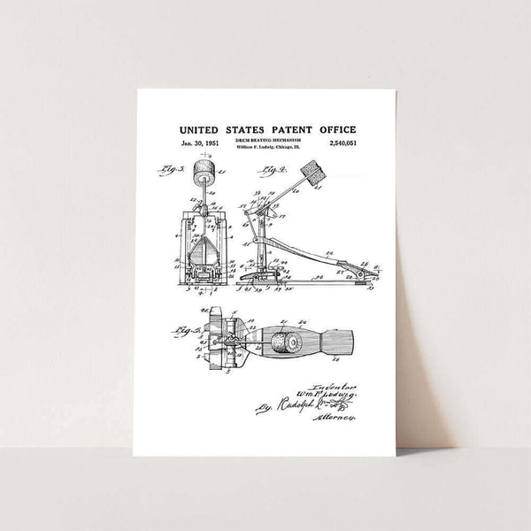 Bass Drum Pedal Patent Art Print