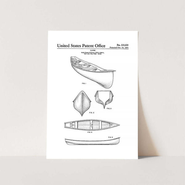 Canoe Patent Art Print