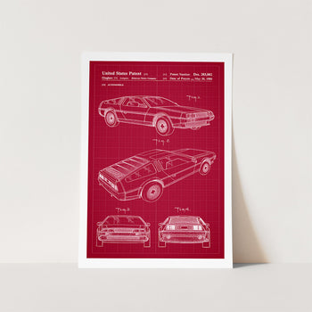 Delorean Automobile Patent Art Print