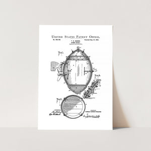 Diving Submarine Patent Art Print