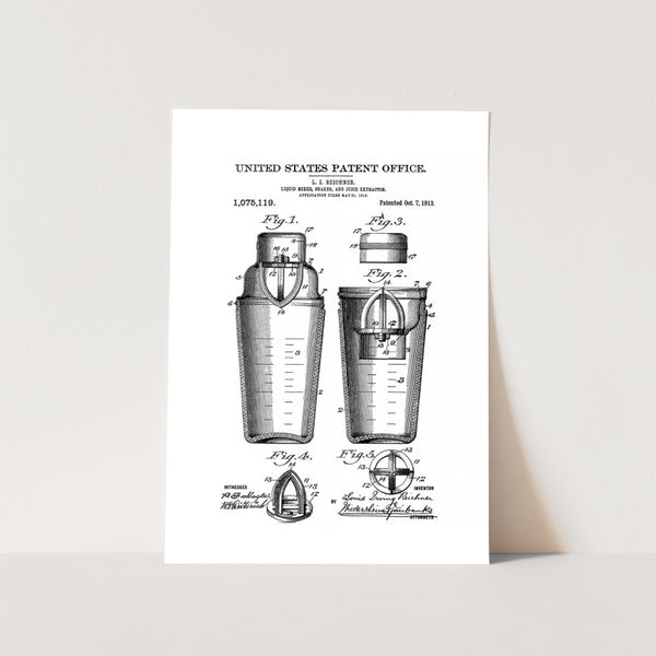Drink Shaker Mixer Patent Art Print