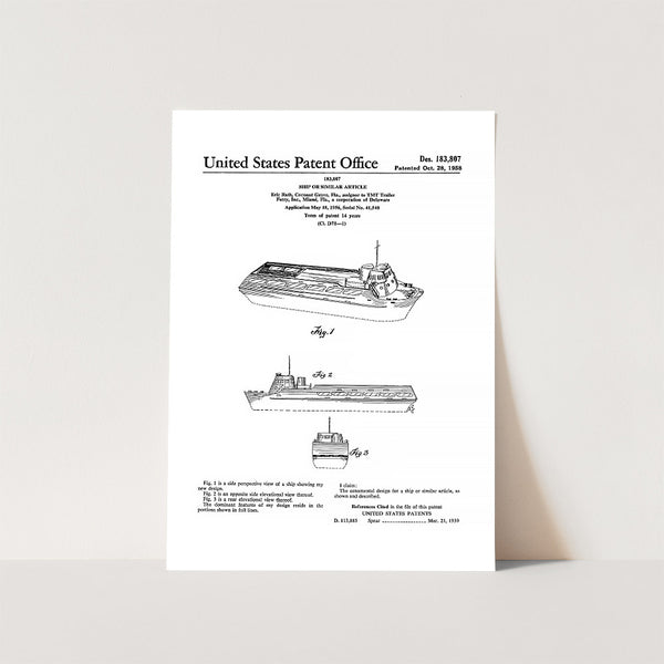 Ferry Boat Patent Art Print