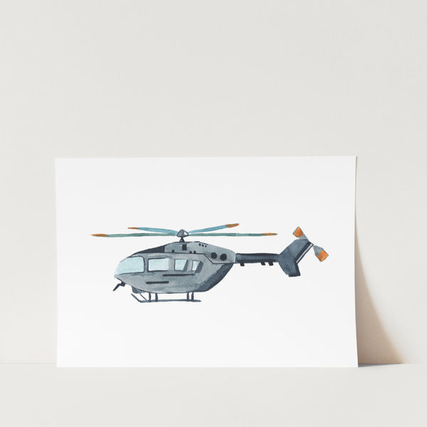 Grey Helicopter Art Print