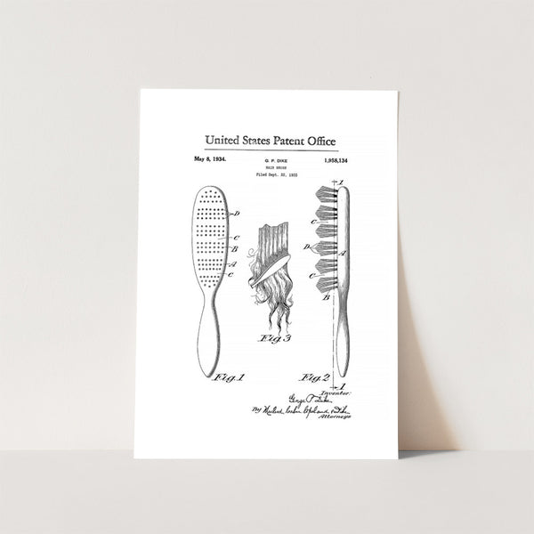 Hair Brush Patent Art Print
