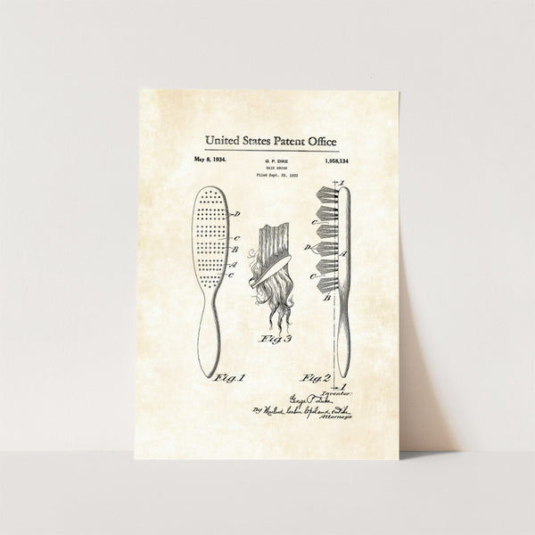 Hair Brush Patent Art Print