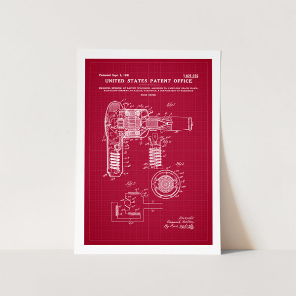 Hair Dryer Patent Art Print