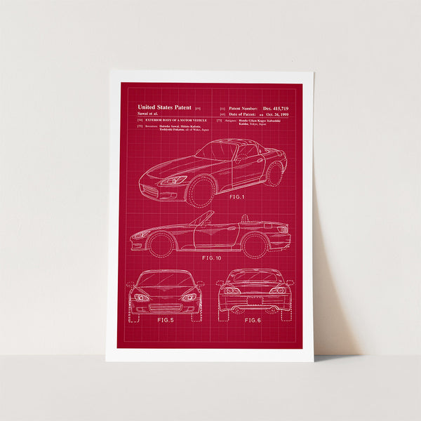 Honda S2000 Patent Art Print