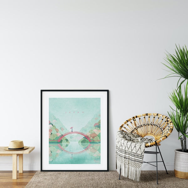 Japan Autumn Art Print framed black