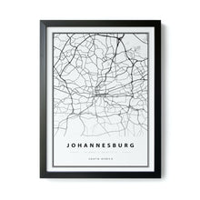 Load image into Gallery viewer, Johannesburg Map Art Print Black Frame
