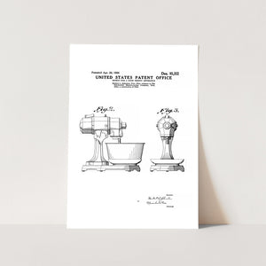 Kitchenaid Food Mixer Patent Art Print