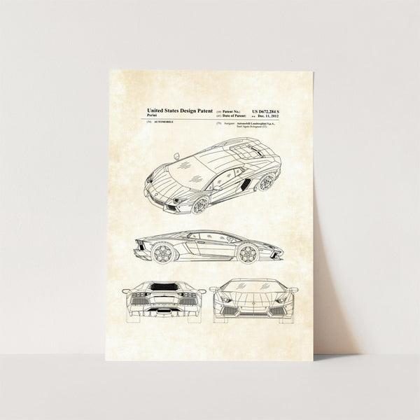 Lamborghini Patent Art Print
