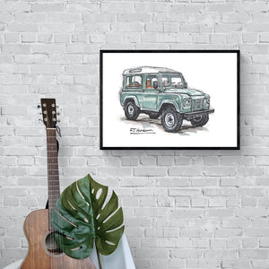 Land Rover Defender Car Art Print