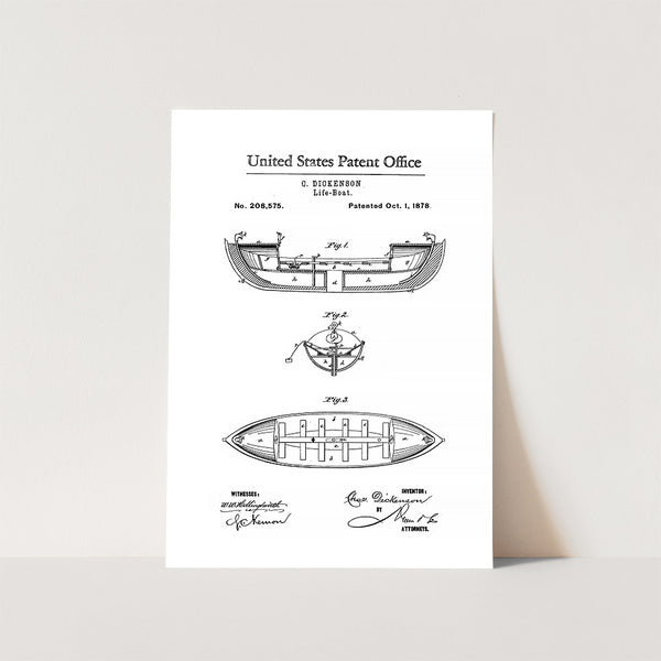 Life Boat Patent Art Print