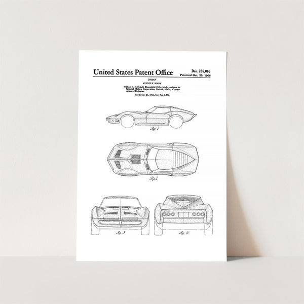 Mako Shark Corvette Patent Art Print