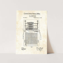 Load image into Gallery viewer, Calculating Machine Patent Art Print