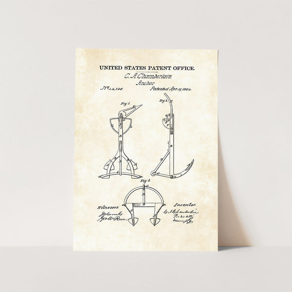 Old Anchor Patent Art Print