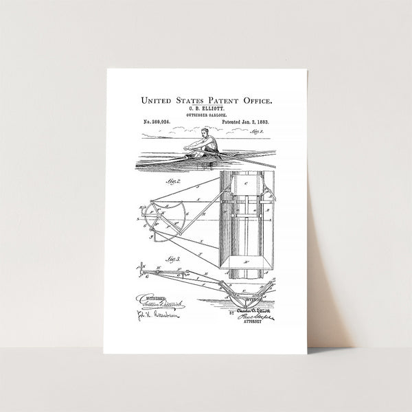 Outrigger Oarlock Patent Art Print
