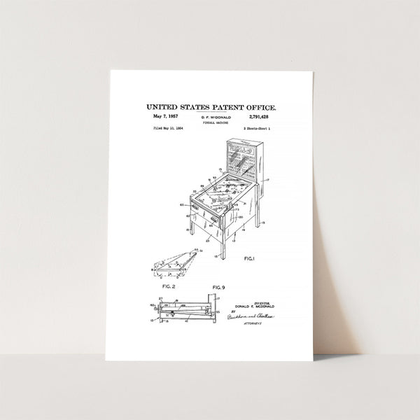 Pinball Machine Patent Art Print