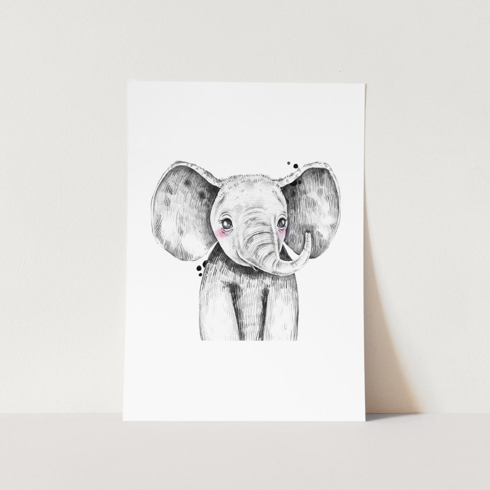 Safari Baby Elephant Art Print