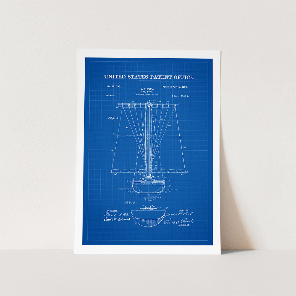 Sail Boat Patent Art Print