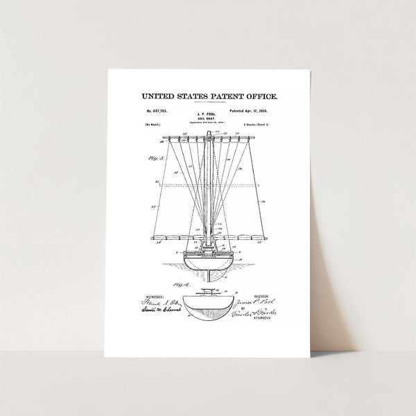Sail Boat Patent Art Print