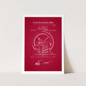 sewing machine poster wall art red