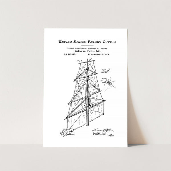 Ship Sails Patent Art Print