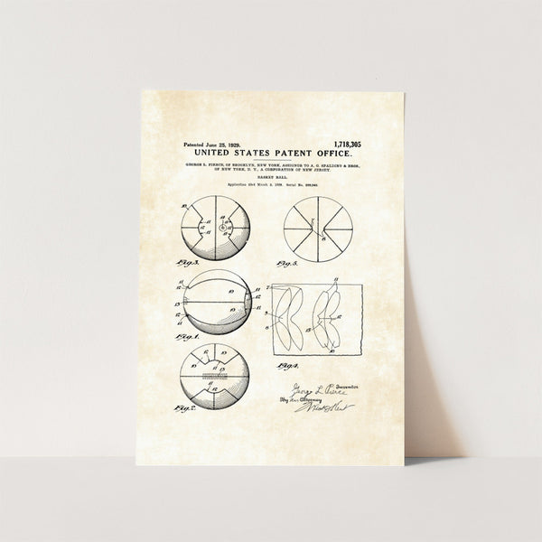 Spalding Basket Ball Patent Art Print