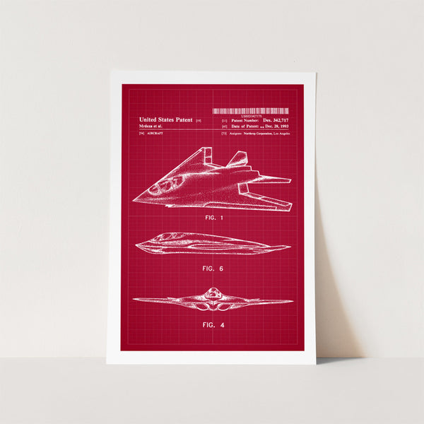 Stealth Aircraft Patent Art Print